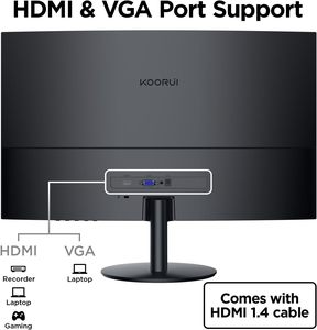 Koorui 27 inch cong màn hình máy tính FHD 1080P 75Hz PC màn hình 1500r với VGA, chăm sóc mắt, nghiêng có thể điều chỉnh, màu đen - Product Image 6