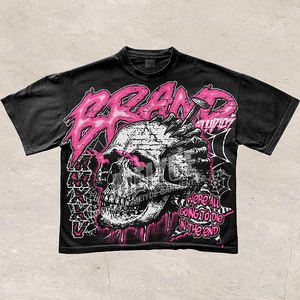 Custom streetwear Heavyweight Cotton <b>Y2K</b> Graphic Print Skull Distressed Oversized Mens T <b>Shirt</b> and Shorts Tracksuit Set - Product Image 3