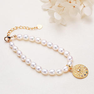 Bracelets de charme minimalistes rétro pour femmes, petite niche, perle d'eau douce authentique avec zircon incrusté de cuivre de Zhuji - Product Image 3