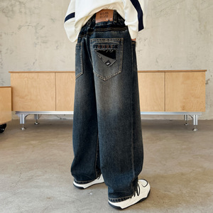 <span class=keywords><strong>Jeans</strong></span> in Denim da ragazzo a gamba larga stile Casual stile stile Casual a vita media lavabile traspirante per l'estate autunnale - Product Image 5