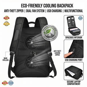 Custom Logo Eco-Friendly Zipper Anti-Theft Multifunction Laptop Travel Business Backpack with <b>Fan</b> Pocket - Product Image 2