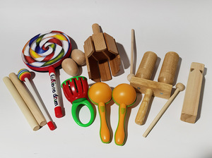 Wholesale Wooden Orff Musical Percussion Instrument Set Early Education Toy for Baby Music Enlightenment Hand <b>Drum</b> Train Whistle - Product Image 3