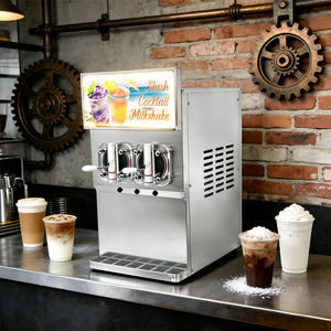 Ticari Paslanmaz Çelik 2 Tanklı Slush ve Granita Makinesi, Restoranlar ve Kafeler için 5 Musluklu Dokunmatik Ekranlı Dondurulmuş İçecek Sistemi ile - Product Image 1