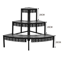 Support de plantes portable en métal à 3 niveaux, étagère d'angle quart de cercle pour pots de fleurs, pour intérieur, extérieur, sol, centre commercial