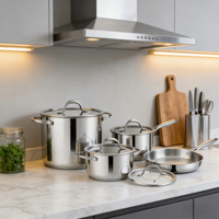 304 #   Ensemble de casseroles en acier inoxydable comprenant une casserole de 18 cm + une marmite de 20 cm/24 cm |   Poêle à frire de 24 cm à trois plis + base à induction à 5 plis