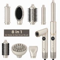 Ensemble de coiffage à air chaud pliable 8 en 1, brosse sèche-cheveux à moteur sans balais avec technologie ionique plasma pour salon et voyage