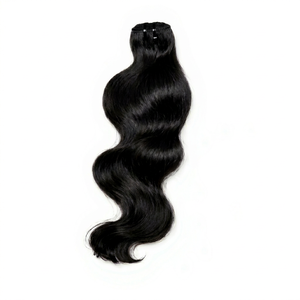 Extensions de cheveux naturels indiens Remy à clipser, double trame, pointes pleines, noir, ondulation naturelle, 20 pouces - Product Image 1