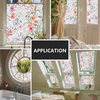 Película de Privacidad para Ventanas con Diseño de Hojas Verdes Arcoíris, Película para Puertas de Vidrio, Adhesivo Estático para Ventanas, para Hogar y Oficina