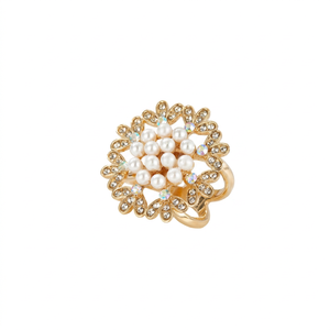 Broche de Perlas y Diamantes de Imitación con Forma de Flor para Mujer, Broche Decorativo de Aleación de Zinc con Engaste de Garra para Boda y Moda - Product Image 1