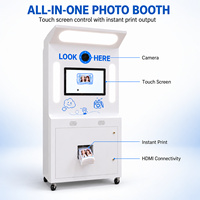 Borne photo libre-service sans personnel avec impression instantanée et fonction flipbook, kiosque à monnayeur pour centre commercial