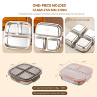 Aohea Maßgefertigte 304 Edelstahl 4-Fach Bento-Box BPA-frei Langlebige Leichte Lunchbox mit Deckel