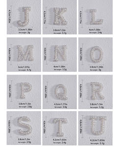 Patchs brodés en tissu à <span class=keywords><strong>repasser</strong></span> avec des lettres en alphabet, des perles blanches et des strass, décoration, applique, artisanat DIY - Product Image 5