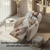 Fauteuil inclinable pivotant Sans Modern, avec fonction massage, revêtement en tissu, structure en bois, une place, pour chambre à coucher