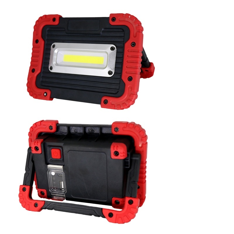 Rechargeable 10W COB LED Work Light with Stand Function IP33 Rated 450lm Max Lumen 6000K Daylight CRI 70 Dimmable