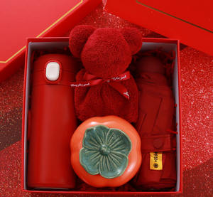 Solution de coffret cadeau de Noël personnalisable Xinrunjin, couleur rouge, parapluie, kit cadeau de Noël, personnalisation du logo du Nouvel An, usine - Product Image 6