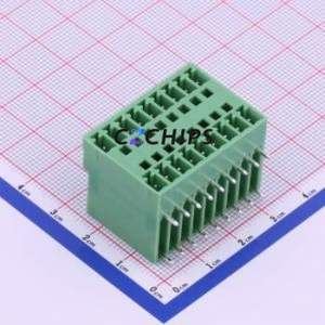 KF2EDGRH-3.5-2*9P Plug-in Terminal Block Bent Lead Through Hole,P=3.5mm Board-to-Board / Socket - Closed 2x9P 3.5mm Green - Product Image 1