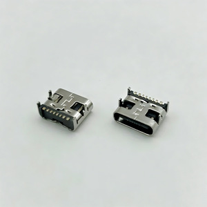 Usb Type C Female Connector 6 Pin Surface <b>Mount</b> Smt <b>Board</b> <b>Mounted</b> Fast Charging With Spring Contacts Fire Retardant - Product Image 4