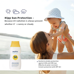 <span class=keywords><strong>Crème</strong></span> <span class=keywords><strong>solaire</strong></span> organique OEM SPF50+ PA+++ imperméable sans parfum pour la peau sensible des bébés, protection large spectre UVA/UVB douce - Product Image 4