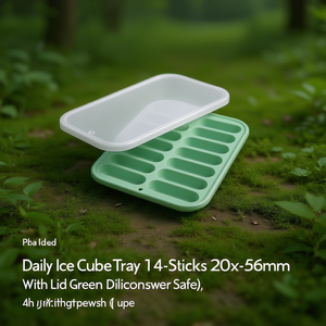 Bandeja para cubitos de hielo 14 palitos (20x56mm) con tapa (19.5x14x2.1cm) DAILY Green 355 - Product Image 3