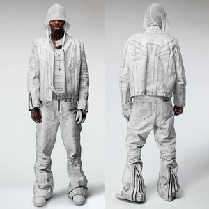 Produttore OEM di Abbigliamento Personalizzato, Set Giacca in Pelle da Camionista e <span class=keywords><strong>Pantaloni</strong></span> a Zampa d'Elefante, <span class=keywords><strong>Tuta</strong></span> in Pelle da Uomo - Product Image 2