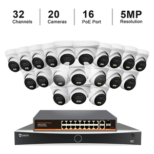 US in Stock 5MP <b>POE</b> <b>Camera</b> <b>System</b> IP67 20PCS 5MP Turret <b>Camera</b> 12MP 32CH NVR 16Ch <b>POE</b> Switch Motion Detection - Product Image 1