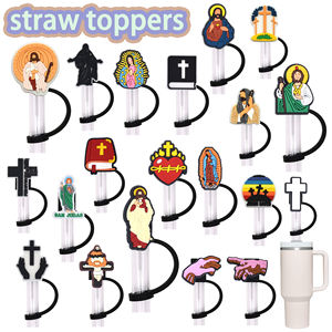 새로운 도착 종교 텀블러 컵 신 밀짚 토퍼 테마 활동을위한 맞춤형 밀짚 액세서리 용 실리콘 밀짚 커버 - Product Image 2