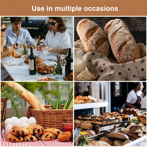 Sacs à pain réutilisables en coton et lin avec cire d'abeille biologique pour pain au levain fait maison, avec fermeture éclair pour conserver la fraîcheur - Product Image 2