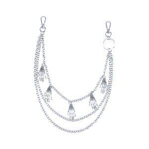 Colgante de mano de esqueleto, cadena de cintura de metal multicapa, accesorio de estilo callejero para Halloween, aleación de zinc, blanco K - Product Image 5