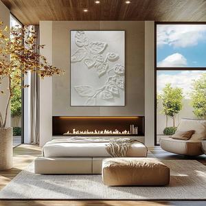 Art mural 3D, peinture abstraite Wabi Sabi blanche sur toile, art mural contemporain pour la décoration moderne de la maison et de la galerie - Product Image 5