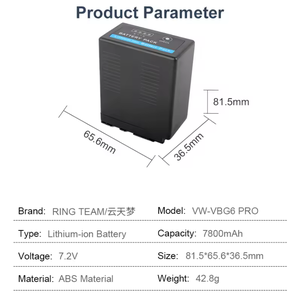 7.2V 7800mAh VW-VBG6 <span class=keywords><strong>PRO</strong></span> pin máy ảnh Pin Lithium-ion cho Pana Sonic AG-AC7 AG-AF100 AF105 AC130 ac160 hmr10 hsc1u máy ảnh - Product Image 2
