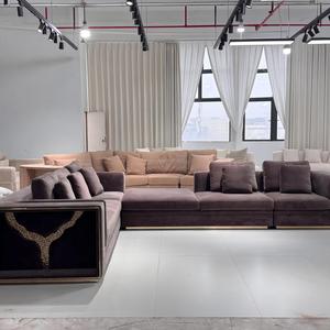High End Customizable Modern Living Room Italian Luxury Furniture Luxury Genuine Leather DV--BOCAS Exquisite Metal Inlay Art - Product Image 4