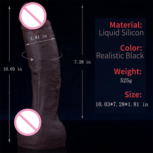 Dildo Realistico Nero Grande da <span class=keywords><strong>10</strong></span> Pollici, Dildo Spesso Simile alla Pelle con Forte Ventosa, Giocattolo Sessuale in Silicone Realistico per Stimolazione Vaginale e Anale - Product Image 2