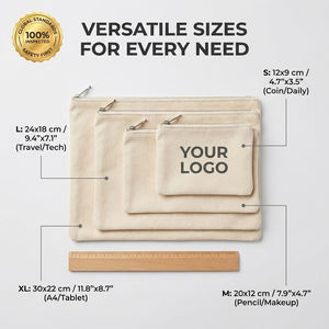 Sacs à cosmétiques en vrac brillants avec fermeture éclair, sacs à cosmétiques en coton vierges à faire soi-même, trousse de toilette de voyage quotidienne pour femmes et enfants - Product Image 2