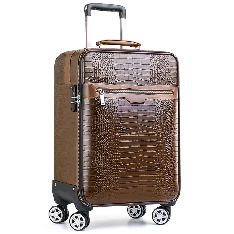 2023 क्लासिक डिजाइन कस्टम pu चमड़े के यात्रा सामान बैग सेट ट्रॉली सूटकेस कैरी-ऑन सामान