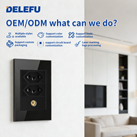 Prise murale intelligente DELEFU avec panneau en verre noir, norme brésilienne, prise réseau CAT6, USB Type-C, panneau de charge domestique 20A
