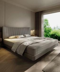 Grand lit en cuir véritable de rangement minimaliste moderne avec éclairage intelligent Nouveau lit rembourré doux pour la chambre principale - Product Image 4