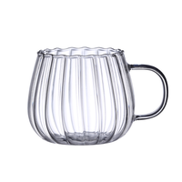 Nouvelle tasse en verre borosilicate de forme citrouille créative, 400 ml, avec poignée, pour thé et eau chaude