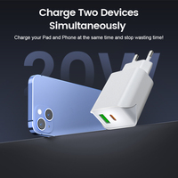 El más vendido, 40% de descuento, enchufe de la UE, cargador de teléfono de 20W, carga rápida, USB C 20W QC 18W, cargadores de teléfono móvil para carga de dispositivos móviles