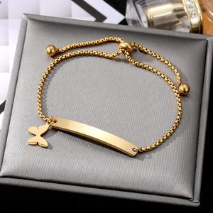 Pulseras KISSWIFE de Oro de 18k con Barra Lisa para Grabar <span class=keywords><strong>Nombre</strong></span>, Regalo con Corona, Mariposa, Corazón, Estrella, Pulseras Personalizadas con <span class=keywords><strong>Nombre</strong></span> para Mujer - Product Image 2