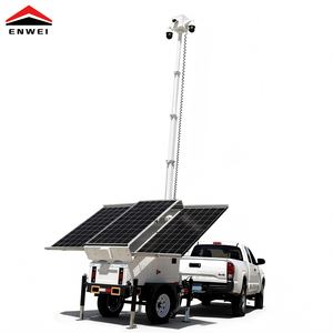 Remorque de surveillance mobile à énergie <span class=keywords><strong>solaire</strong></span> <span class=keywords><strong>avec</strong></span> mât de 6 m et trois panneaux solaires pour la sécurité temporaire des chantiers extérieurs - Product Image 1