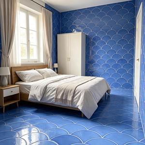 Carrelage en écailles de poisson rouge brillant 290x300mm, couleur saturée pour l'art mural moderne - Product Image 3