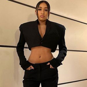Female Outwear Femme Veste Women Long <strong>Sleeves</strong> Casual Office Lady Chic Design <strong>Short</strong> Coat Fashion <strong>Cropped</strong> <strong>Blazer</strong> - Product Image 1