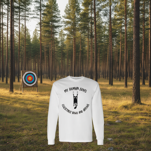 Camiseta de manga larga para padres de gatos con diseño de arco y flecha coleccionable de My Human Loves - Product Image 2