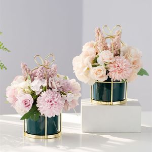 Fleurs artificielles en soie de style nordique, décoration d'intérieur, support de fleurs en forme de nœud, ensemble de décoration pour salon et meuble <span class=keywords><strong>TV</strong></span> - Product Image 5