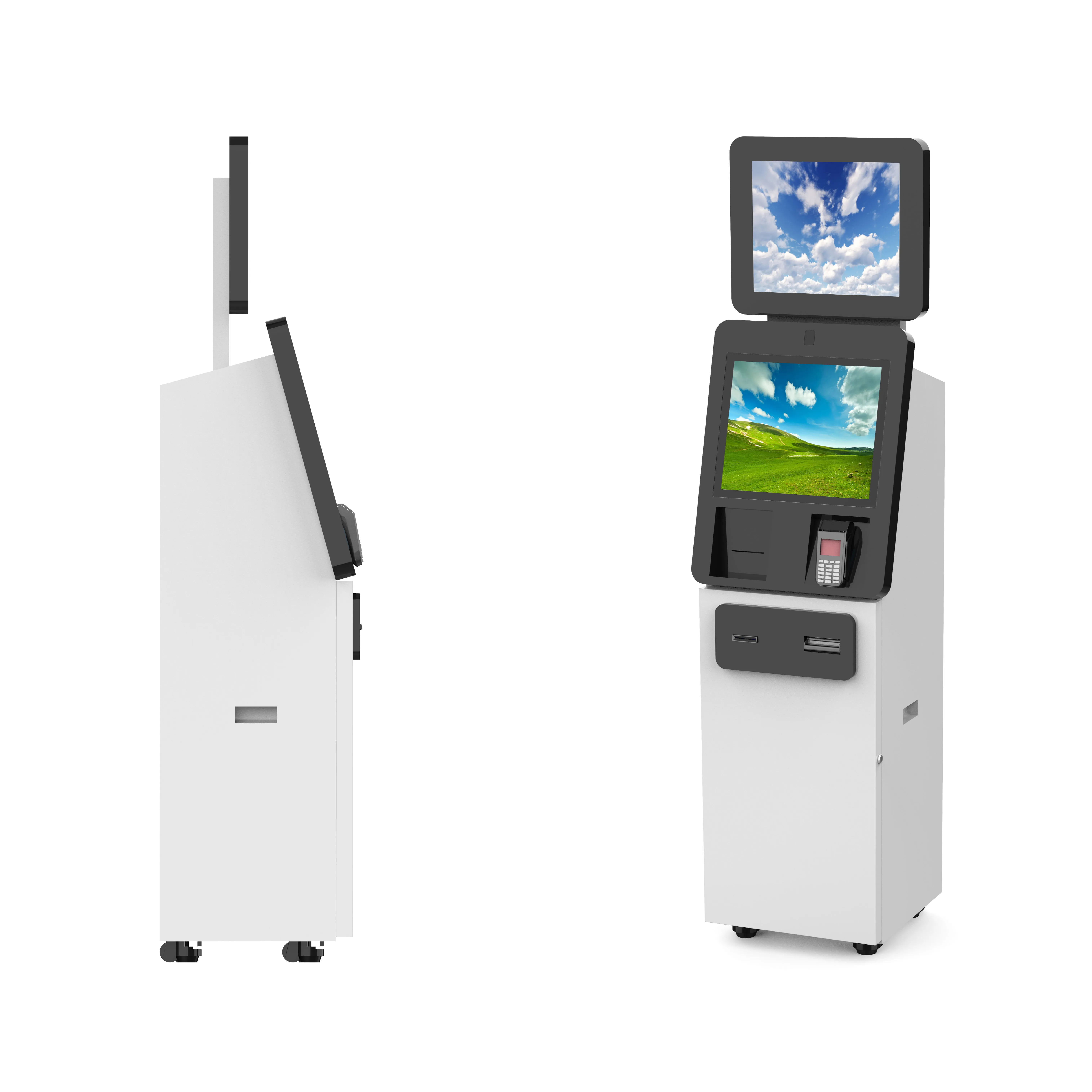 Viễn thông & sân bay & thẻ ngân hàng phát hành và kiểm tra trong kiosk quảng cáo và hoạt động màn hình cảm ứng kiosk với IC \ ID \ RFID thẻ Dispenser