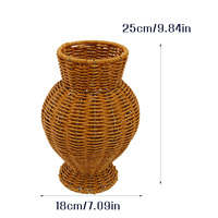 Vase en rotin PP tressé à la main pour bureau, centre de table bohème, décoration intérieure pour salon, chambre, bureau, étagère