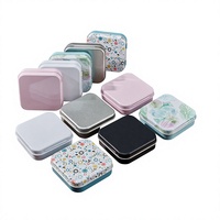 Boîte en métal recyclable carrée à couvercle rabattable pour épingles à hijab, format poche 50x50x15mm, conteneur de rangement