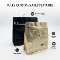 YOUYI Sachet de café personnalisé à huit soudures latérales, qualité alimentaire, finition mate, fermeture éclair refermable, valve unidirectionnelle pour 10oz