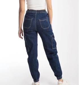 Jeans in denim da <span class=keywords><strong>donna</strong></span> 2026 personalizzati di alta qualità, stile vintage, con vita elastica, lavaggio <span class=keywords><strong>blu</strong></span>, inserti a pannelli, modello <span class=keywords><strong>cargo</strong></span> a gamba dritta, ispirati ad America/Messico - Product Image 5