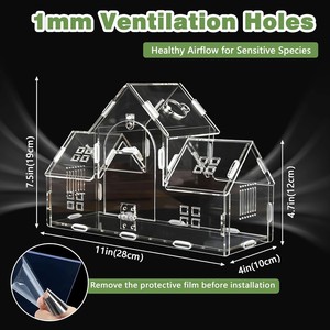 Terrario Acrílico para Arañas Arborescentes con Puerto de Alimentación Seguro, Ventilación y Fácil Limpieza, para Reptiles Pequeños y Tarántulas - Product Image 3